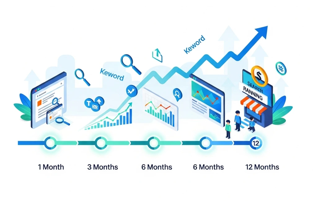 How long does SEO take to work for small businesses with month-by-month SEO growth timeline